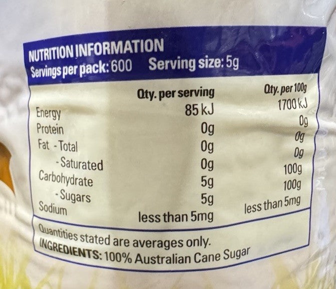 Sunshine Sugar Raw Sugar 3KG, 100% Australian Owned