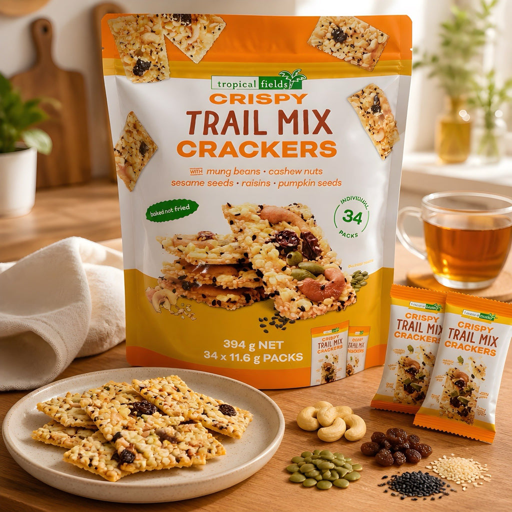 Tropical Fields 34-Pack Crispy Baked Trail Mix Crackers 394g with Nuts and Seeds