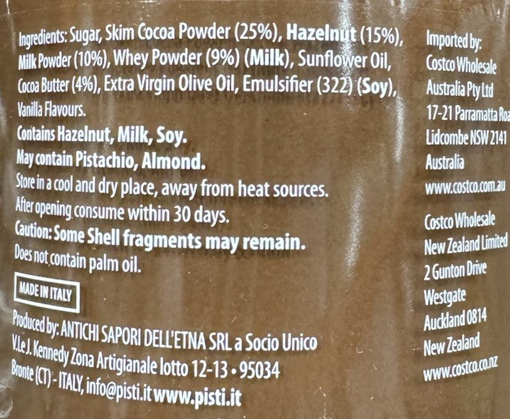 Pisti Spreadable Chocolate Cream Spread 600g-Non GMO, Gluten Free, Made in Italy