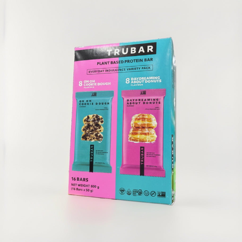 TRUBAR Plant Based Protein Bar Cookie Dough & Donuts Variety Pack 16 Bars 800g