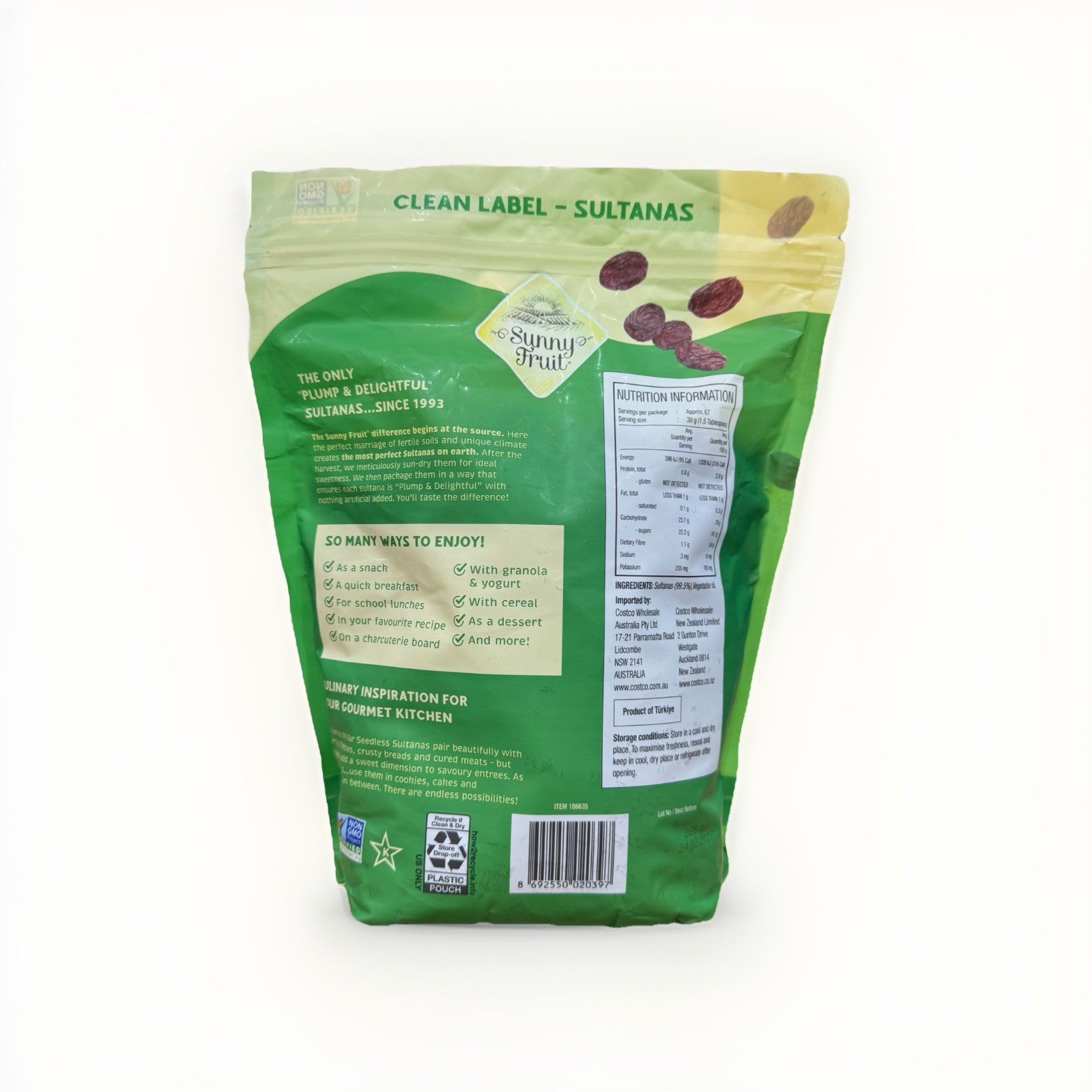 Sunny Fruit Sultanas 2kg Gluten Free Nut Free Vegan Friendly Dessert NON-GMO