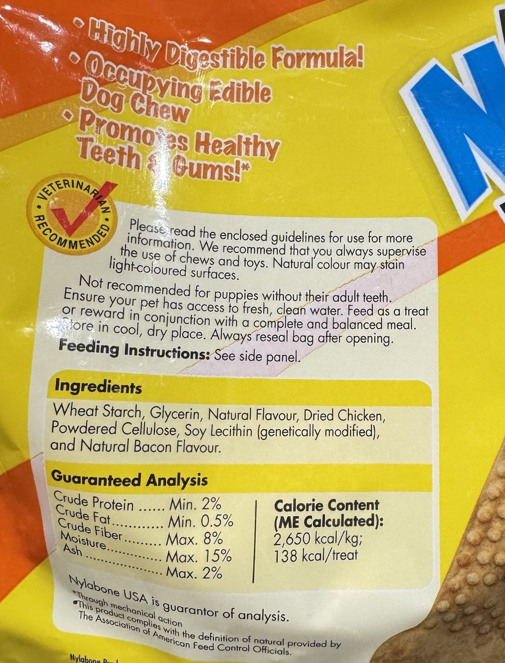 1 Pack x Nylabone Natural Nubz Edible Dog Chews 22ct. 1.2kg , with Real Chicken