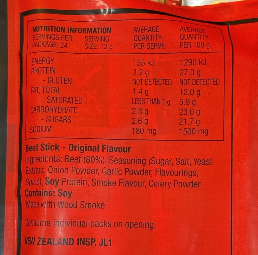 2 x Jack Link's Original Beef Jerky Stick 24x12g Protein Smoked Meat Snack 288g