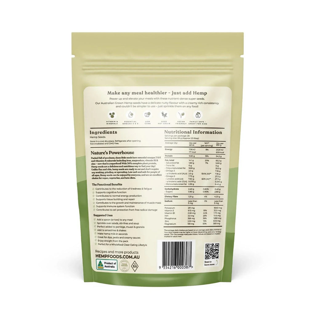 Essential Hemp Foods Australia Organic Hemp Seeds Hulled 800g, Protein, *New*