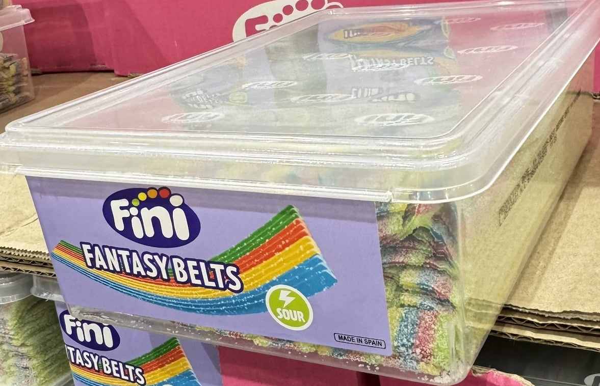 Fini Fantasy Belts  1.2kg Sour Rainbow Flavoured Kids Sweet Candy Lollies Snack