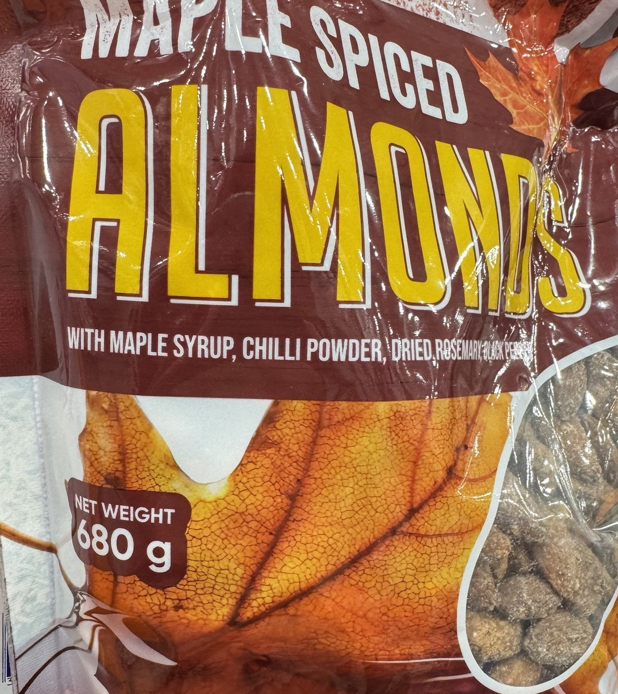 Maple Spiced Almonds 680g Maple Syrup BlackPepper Chilli Power Dried Rosemary