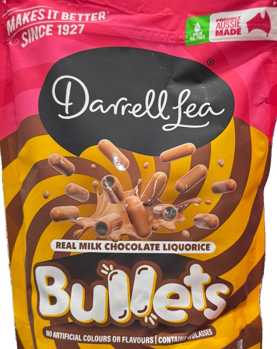 Darrell Lea Milk Chocolate Liquorice Bullets 850g Aussie Lollies Sweets Snack