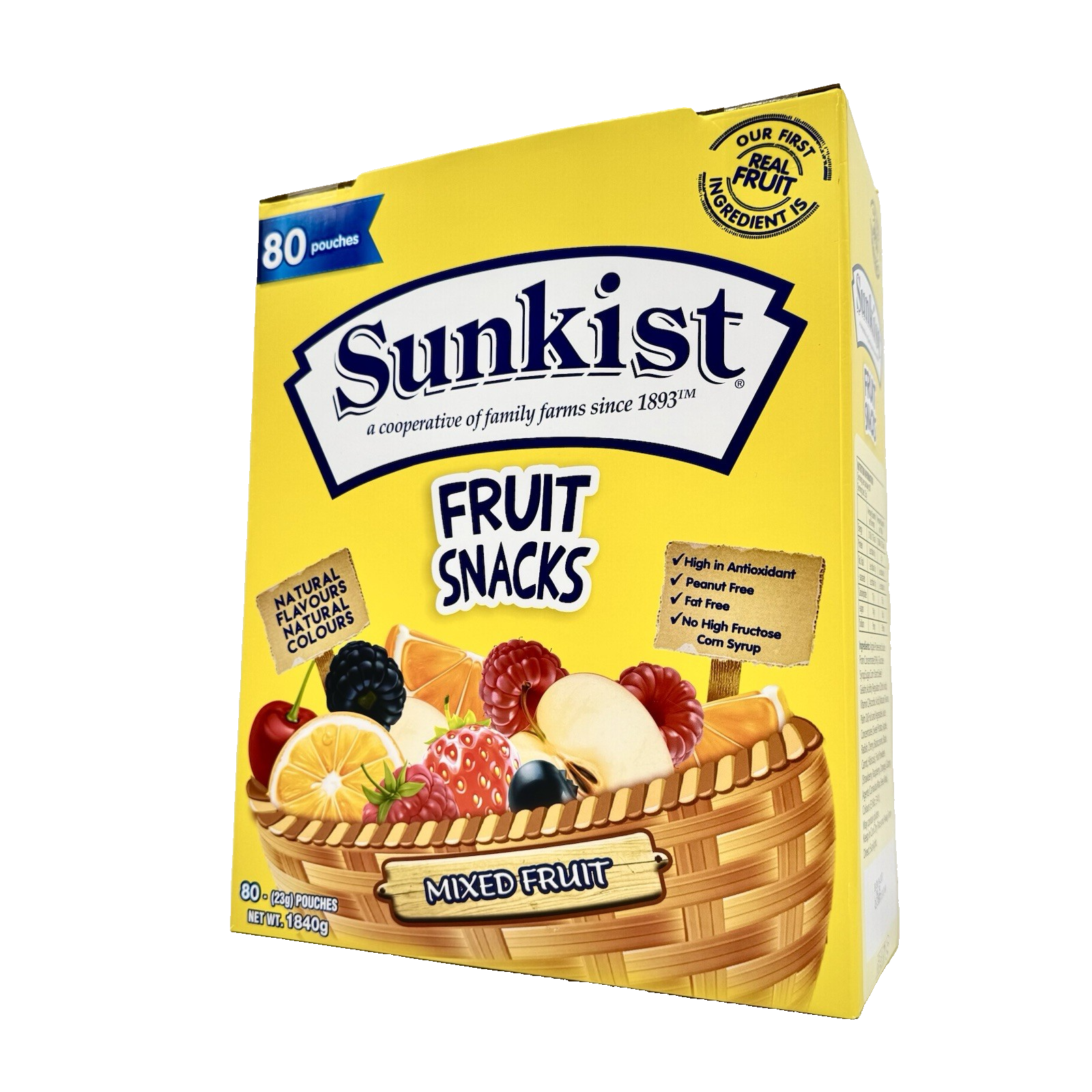 SUNKIST Mixed Fruit 80 x 23g Snacks Fat Free Real Fruit Kids Health Sweet 1.84kg