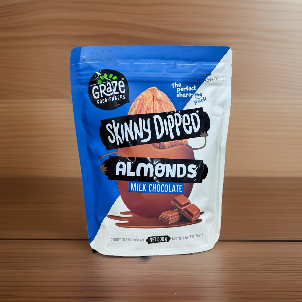 *NEW* Graze Skinny Dipped Almonds Milk Chocolate 500g Good Snacks