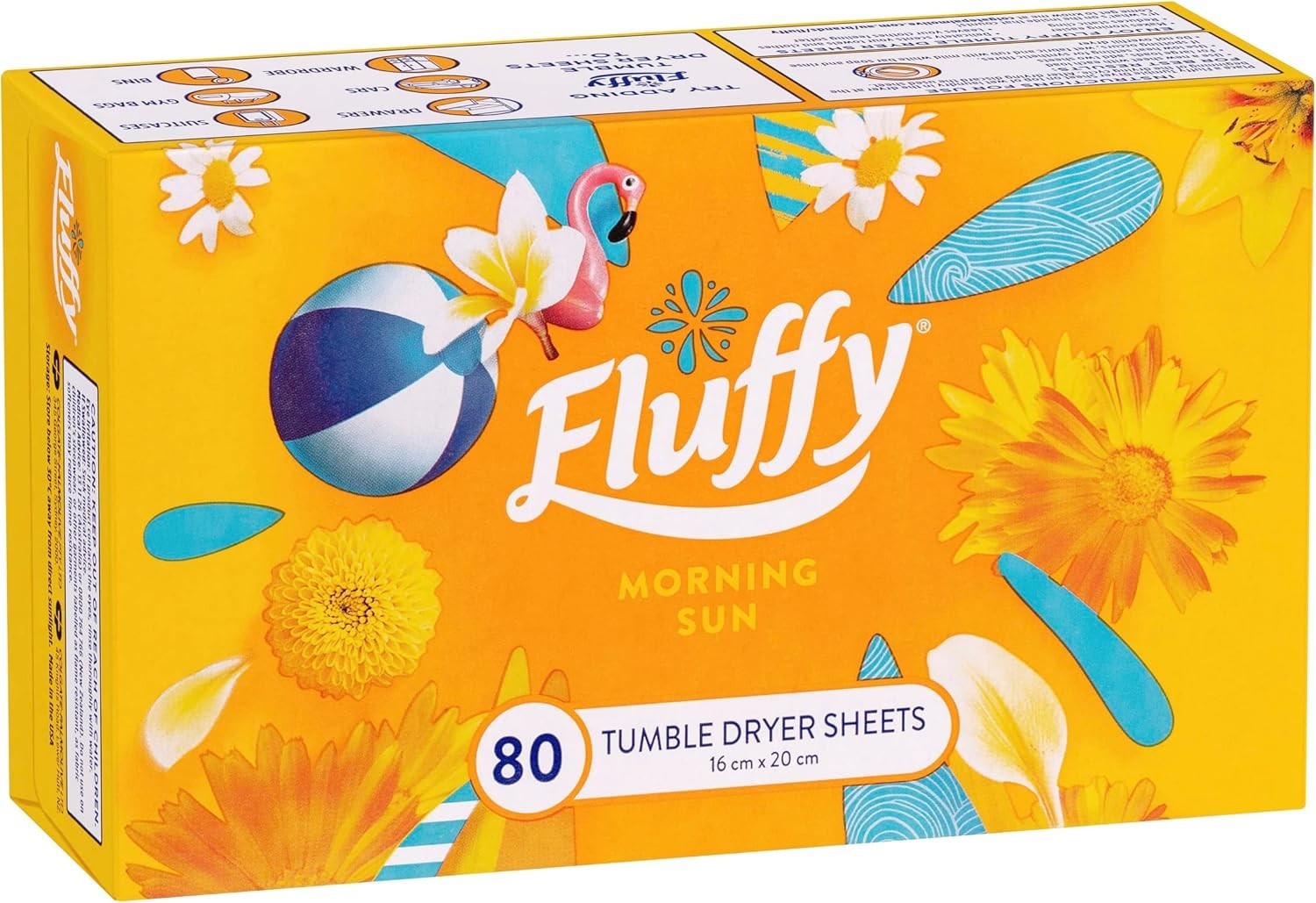 Fluffy Laundry Dryer Sheets 80pk Morning Sun Fragrance Softens Reduces Static