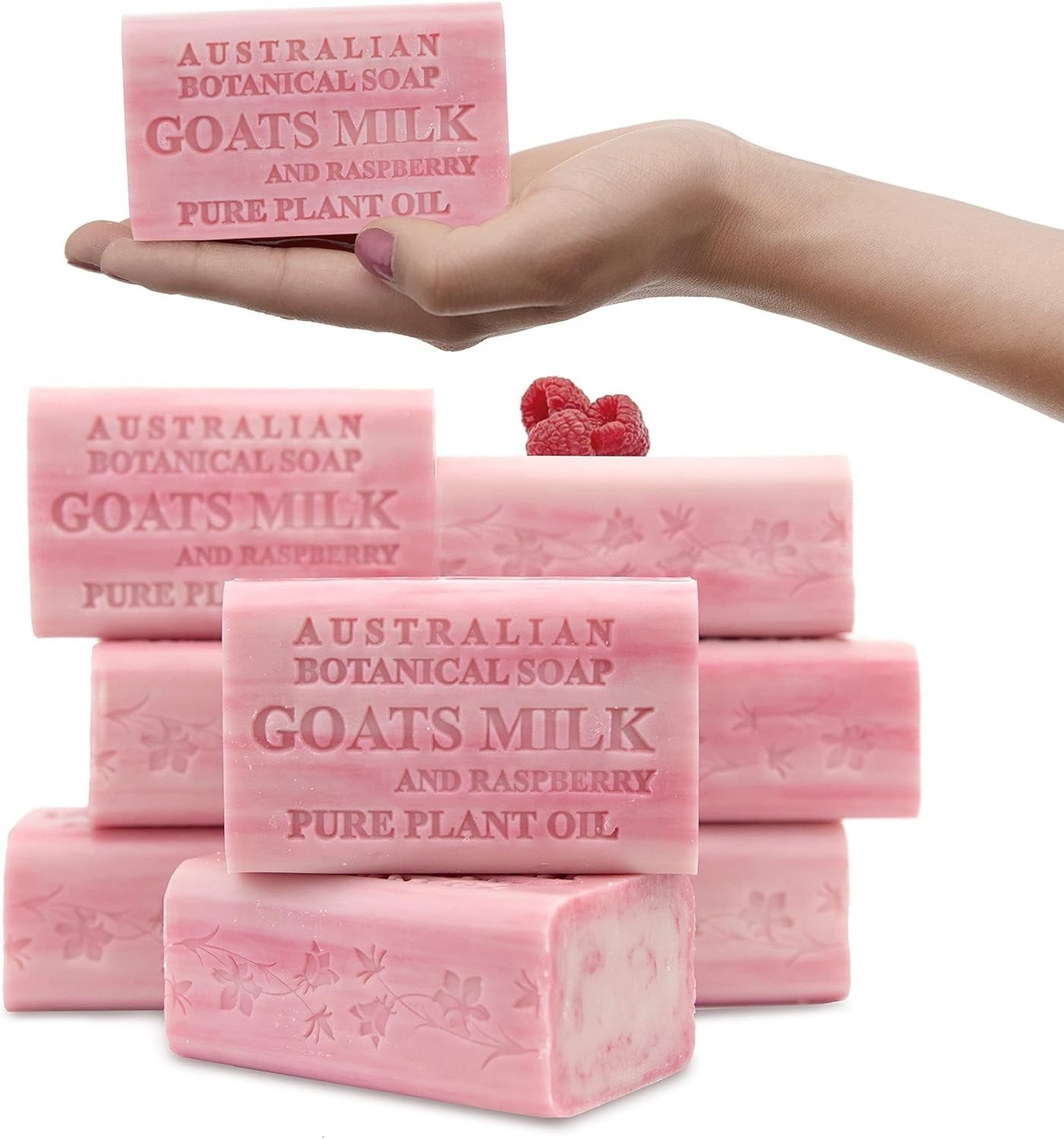 Australian Botanical Bar Soap Goats Milk And Raspberry 8 Pack x 200g