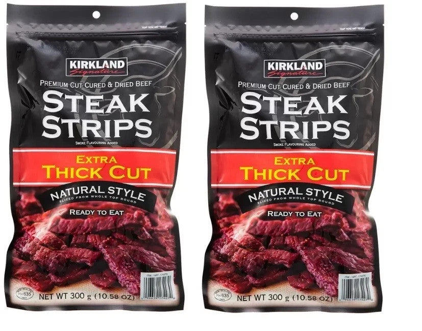 2 x 300g Kirkland Signature Steak Strips Extra Thick Cut - Made In New Zealand