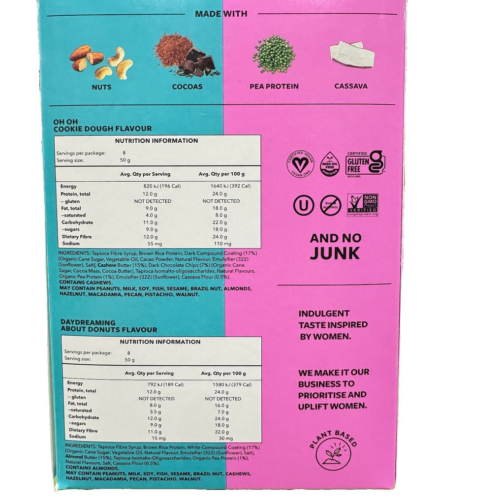 TRUBAR Plant Based Protein Bar Cookie Dough & Donuts Variety Pack 16 Bars 800g