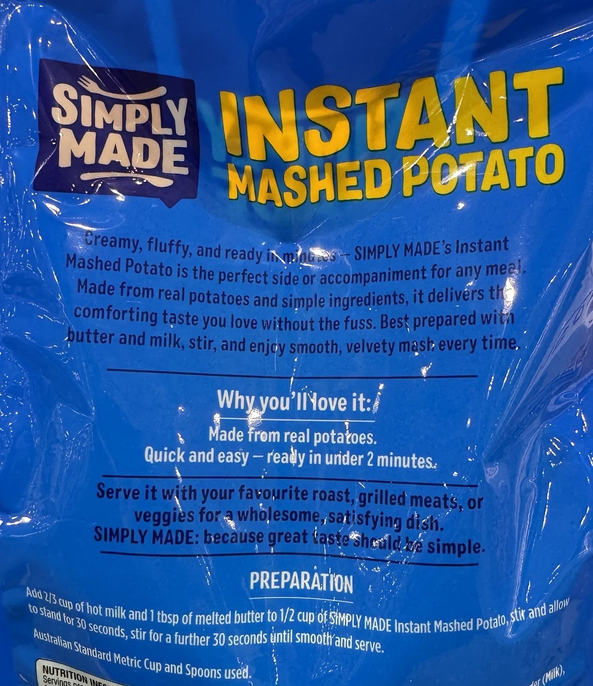 Simply Made Instant Mashed Potato 1kg,Real Potatoes,No Added MSG &Preservativves
