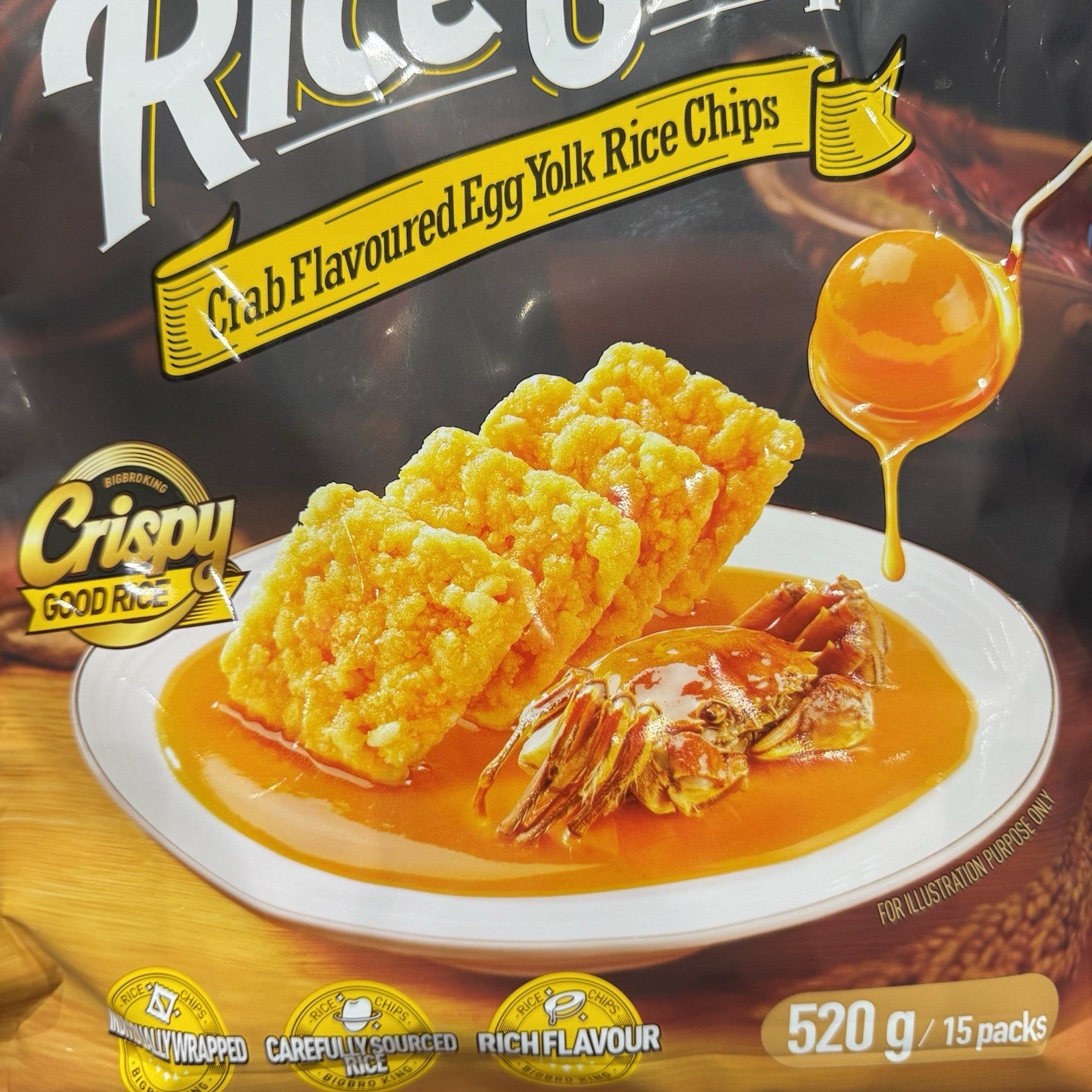 New*Bigbro King Rice Chip Crab Flavoured Eg Yolk Rice Chips 520g/15 packs Crispy