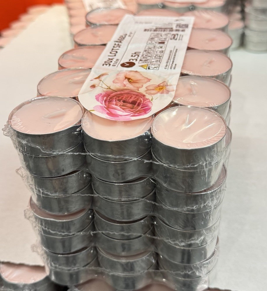 120pk x Ikea Lotsfagel Scented tealight, Pink flowers pale pink, 3.5 hr