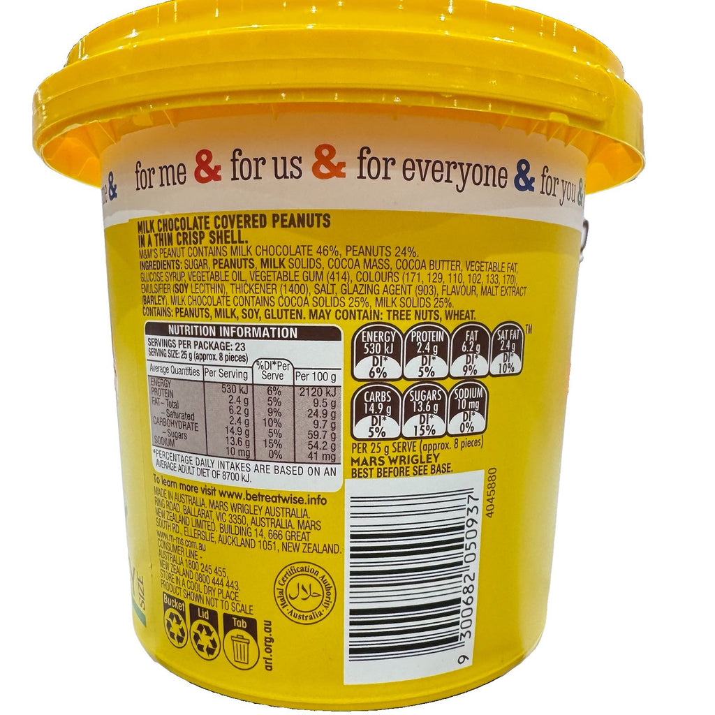 M&M's Peanut Chocolate Snack & Share Party Bucket 575g Lollies Candy Sweets