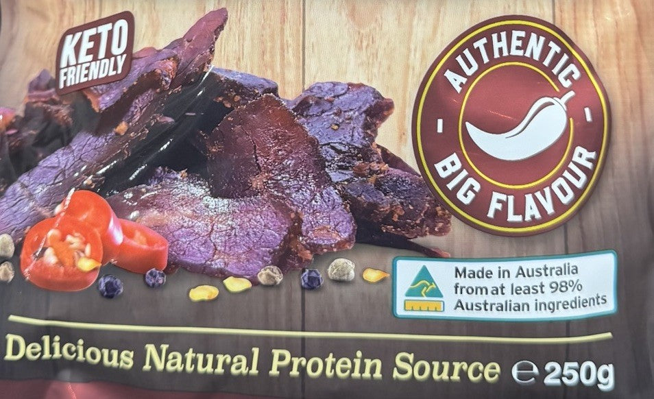 Mariani Beef Biltong Chilli 250g x2 High Protein Keto Australian Made Snack