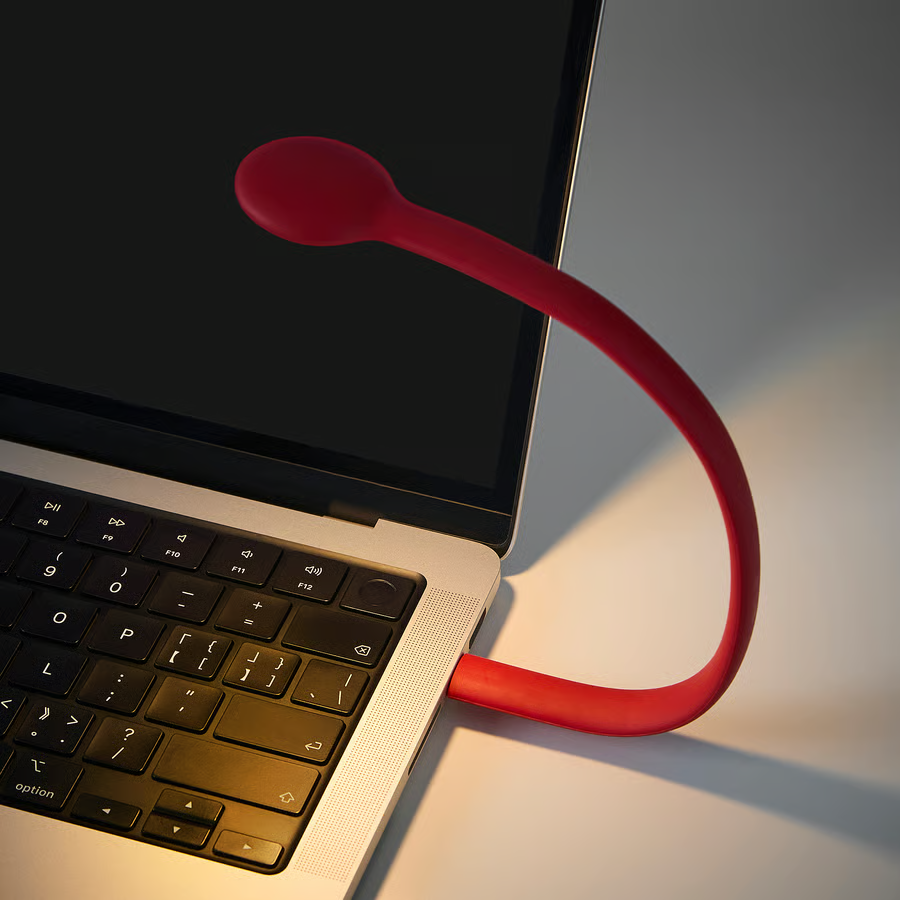 LED USB-C Lamp Red 30cm Dimmable Adjustable Reading Laptop Light Energy Saving