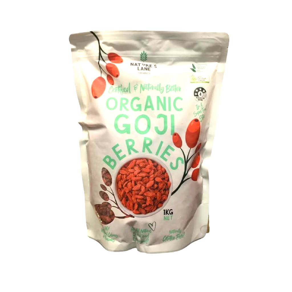 Nature's Lane Organic Dried Goji Berries 1kg Certified & Naturally Better