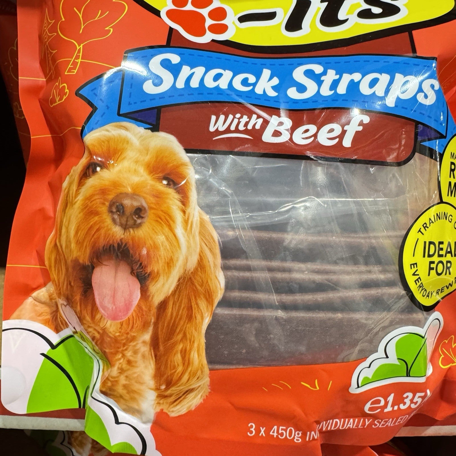 Snack-its Beef Flavoured Dog Snack Straps Treats1.35kg Australia Made Real Meat