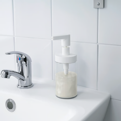 2x IKEA TACKAN Soap Dispenser, White (Glass), SET OF 2