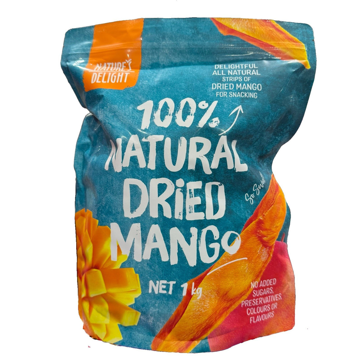 Nature's Delight 100% Natural Dried Mango 1kg No Added Sugar Snack Fruit Strips