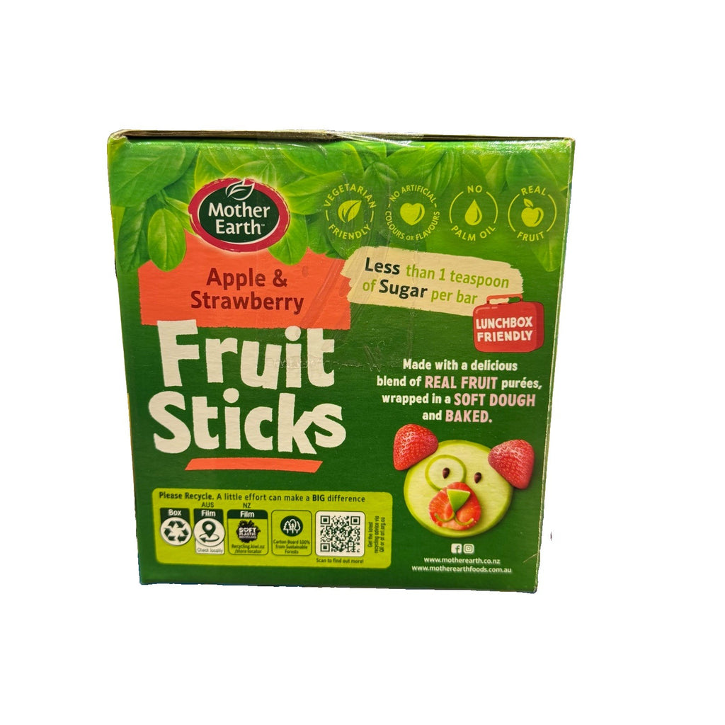 Mother Earth Apple & Strawberry Fruit Sticks 48 Bars 912g Lunchbox Friendly