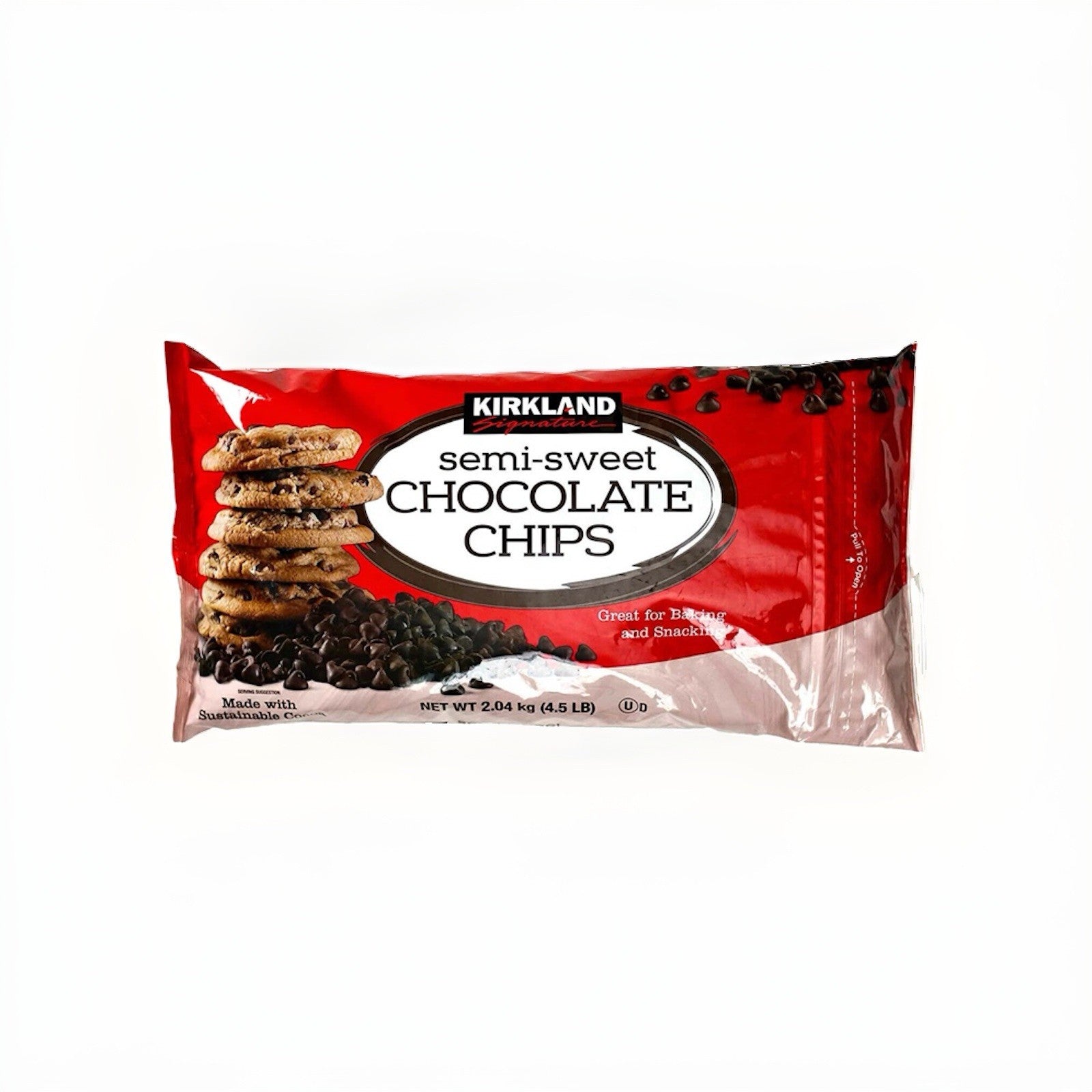 2.04KG x Kirkland Semisweet Chocolate Chip Great Baking Snack Sustainable Cocoa