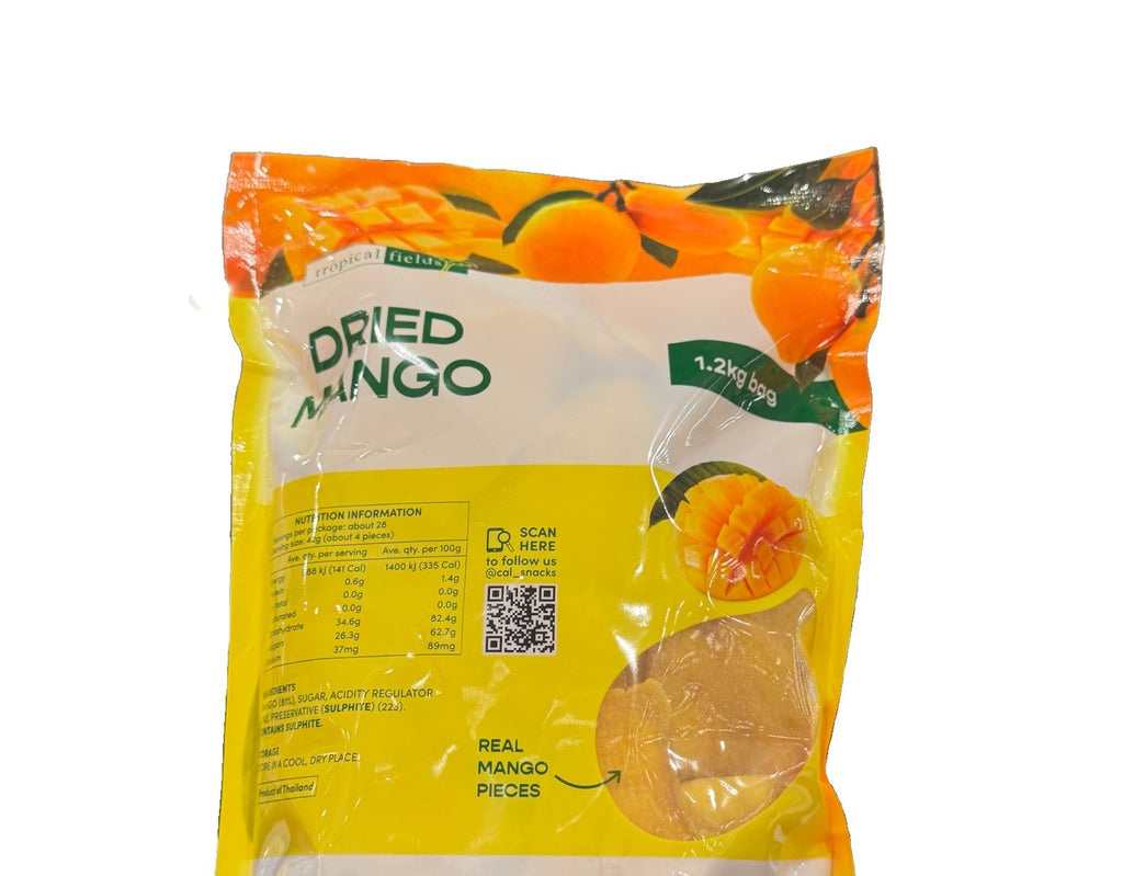 Tropical Fields Real Dried Mango Slices Healthy Snack Food 1.2kg Bag Pack