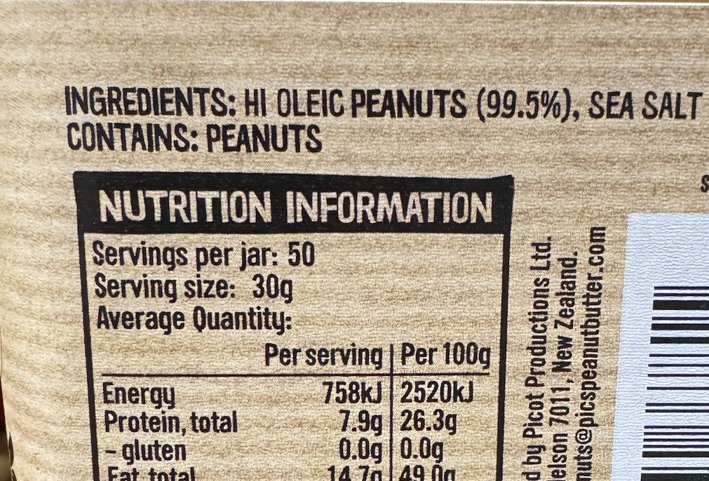 Pic's Peanut Butter Smooth 1.5kg Gluten Free Natural Spread Hi Oleic New Zealand