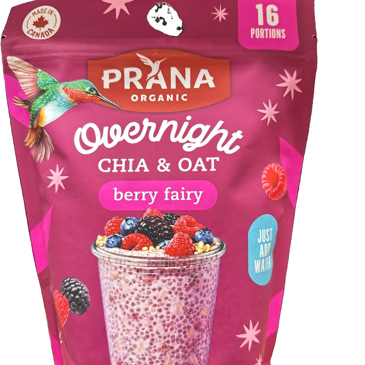 Prana Organic Overnight Chia & Oats Berry Fairy 800g Healthy Breakfast Vegan