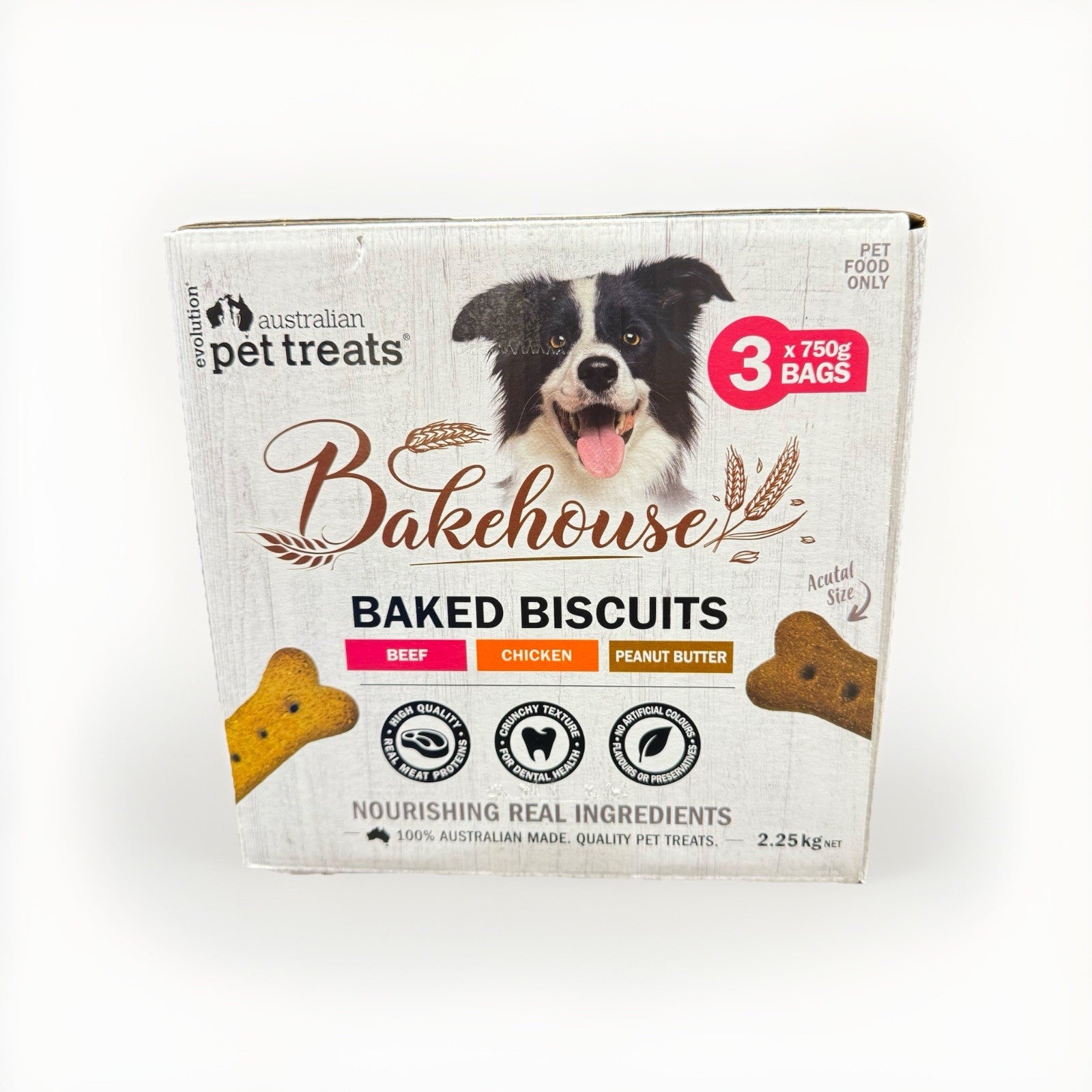 Bakehouse Baked Dog Biscuits Beef Chicken Peanut Butter (3 X 750g) Pet Food Only