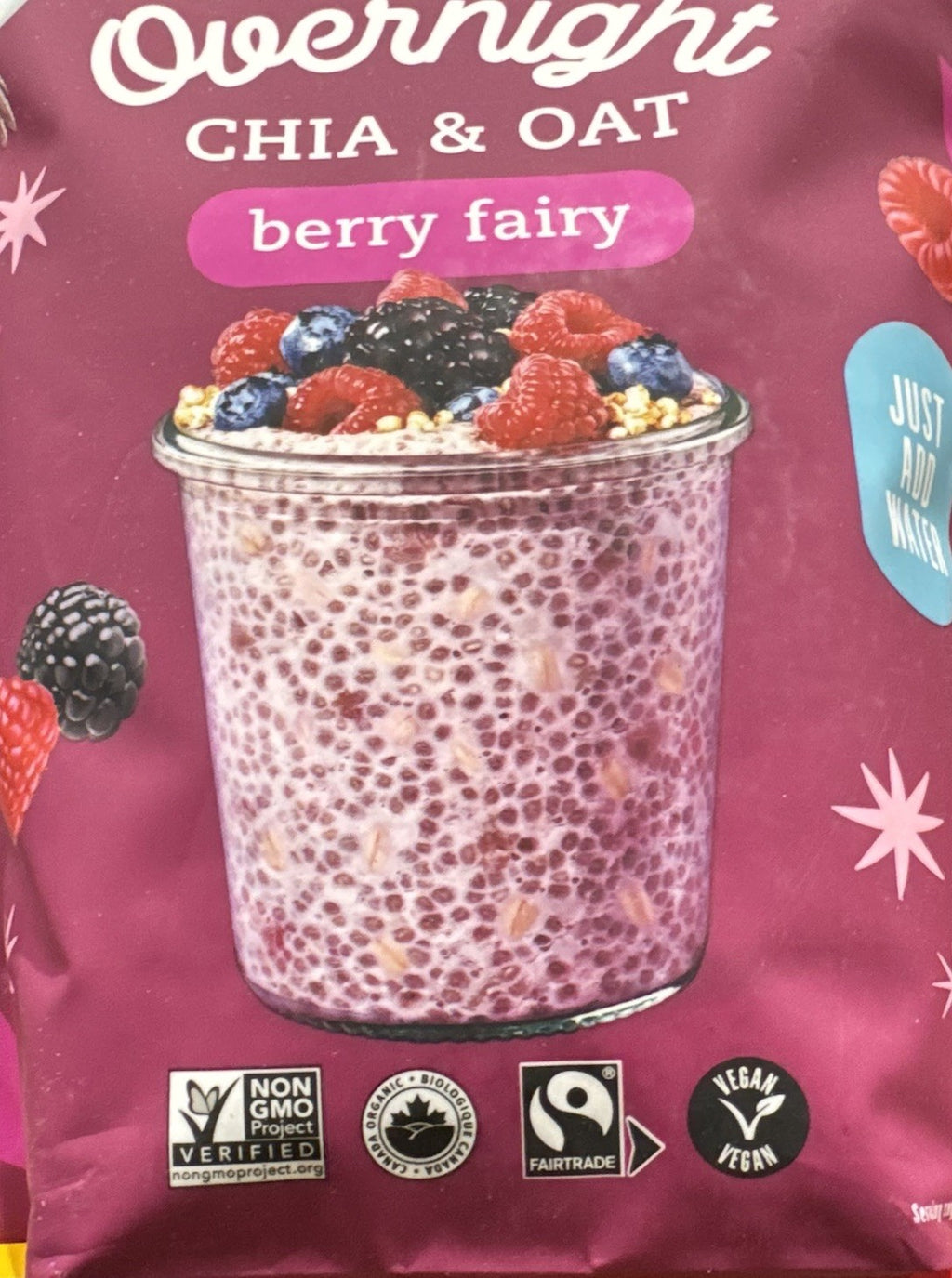 Prana Organic Overnight Chia & Oats Berry Fairy 800g Healthy Breakfast Vegan