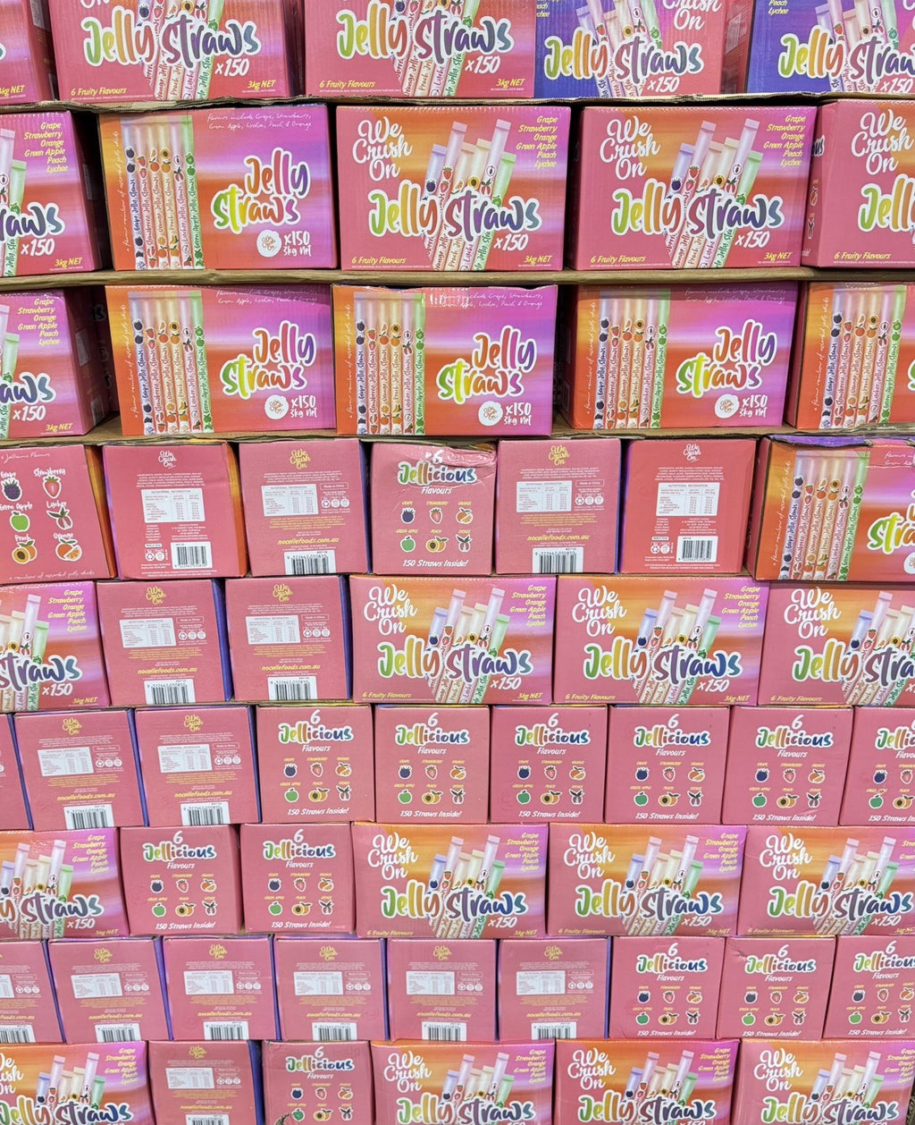We Crush On 6 Fruit Jelly Straws Sticks 3kg, 150-Pack, Fun & Fruity Chewy Treats