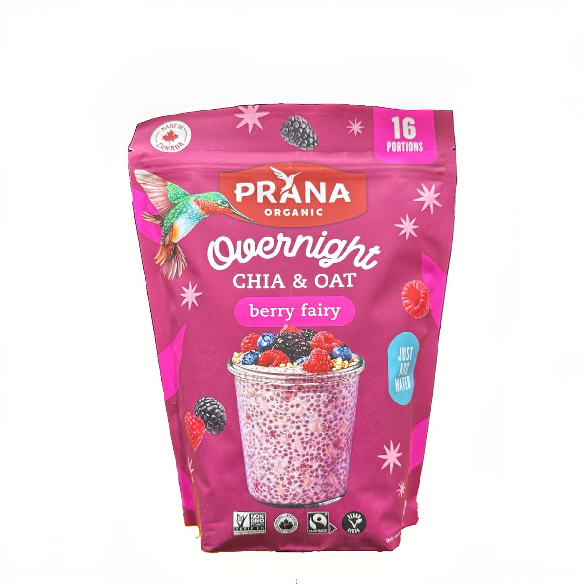 Prana Organic Overnight Chia & Oats Berry Fairy 800g Healthy Breakfast Vegan