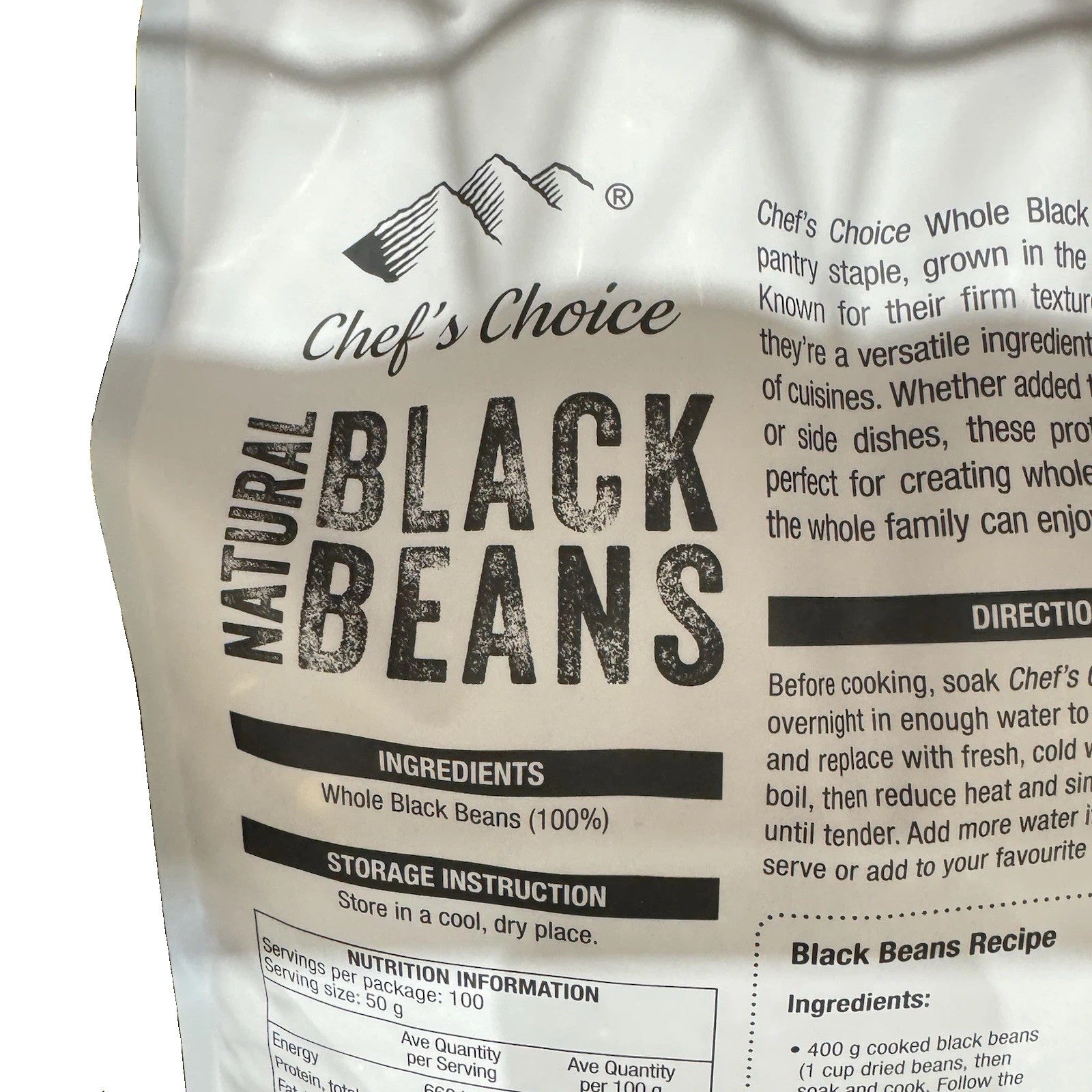 Chef's Choice Natural Black Beans 5kg Vegan Gluten Free Non GMO Kosher