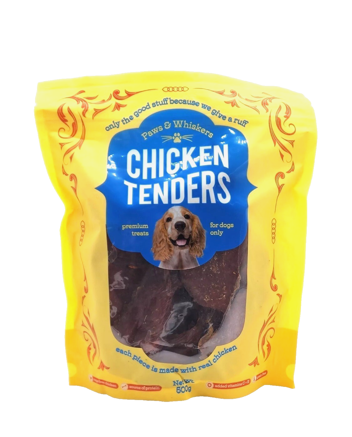 Paws & Whiskers Chicken Tenders Real Premium 500grams, Dog Pet Treats Vitamin
