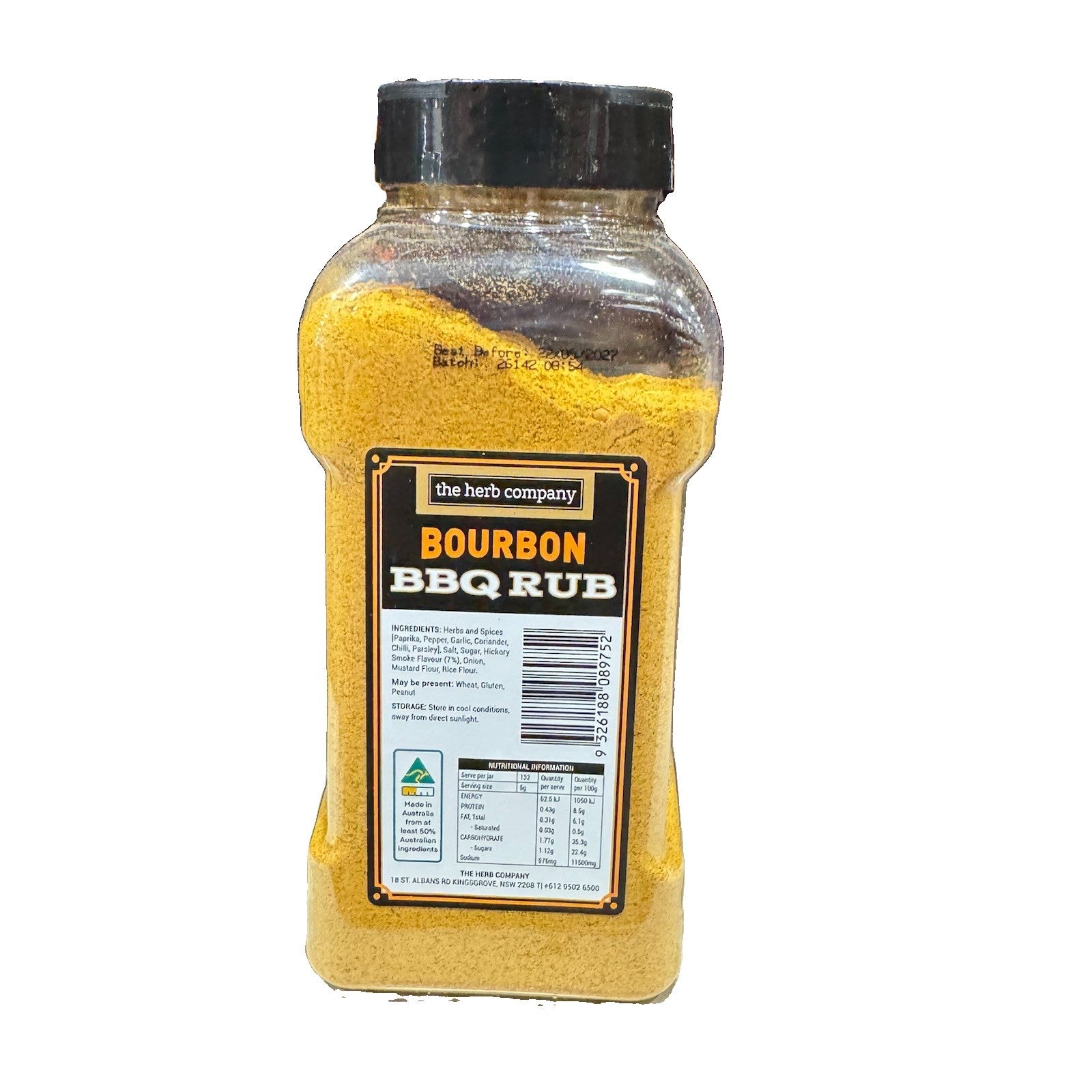 The Herb Company Bourbon BBQ Rub 660g Authentic Spices Made in Australia