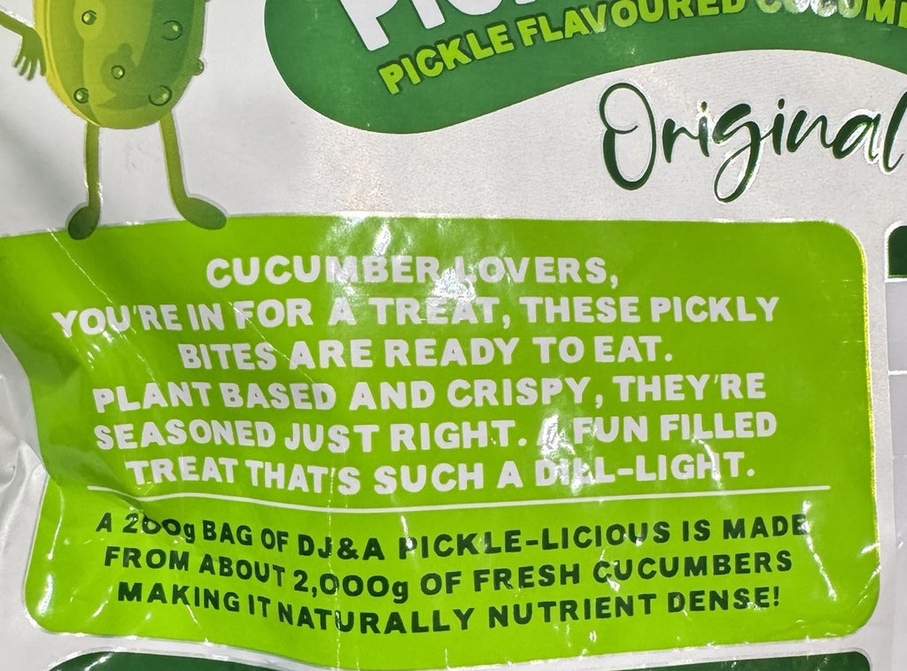 DJ&A Pickle-Licious Pickle Flavoured Cucumber Crisps Original 200g All Natural