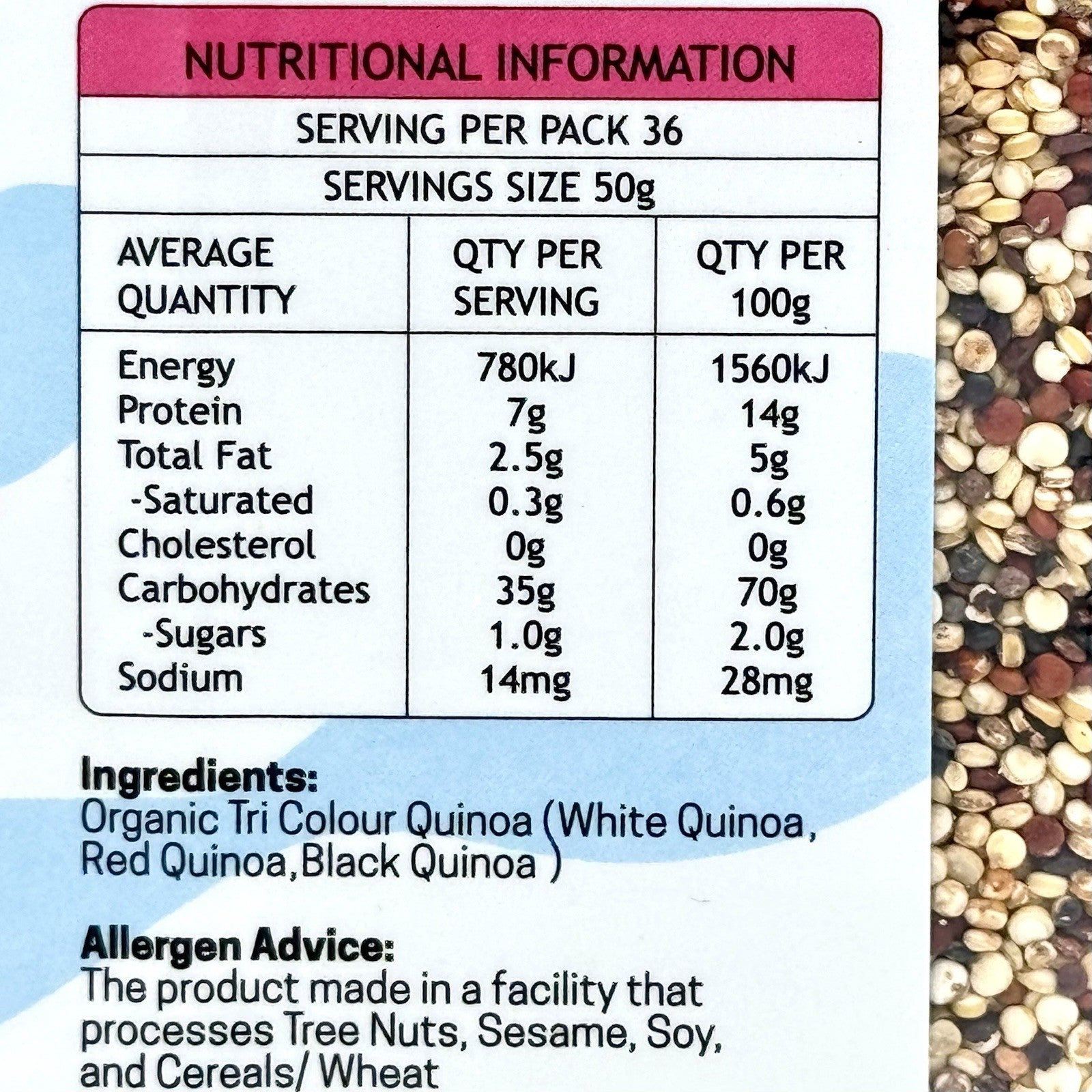 A GREEN MILL Certified Organic Tri Colour Quinoa 1.8Kg, 100% All Natural