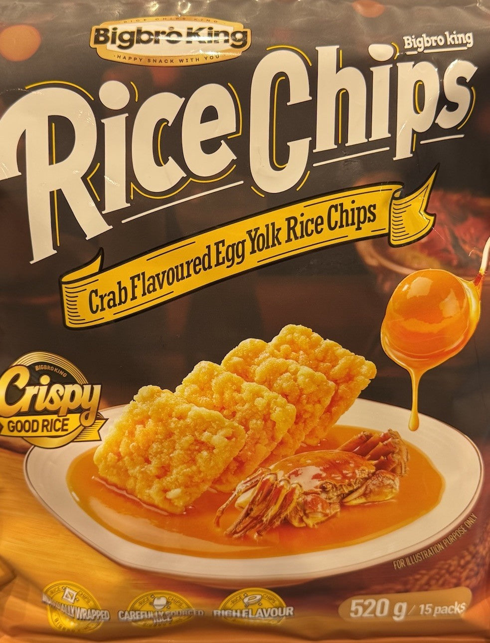 New*Bigbro King Rice Chip Crab Flavoured Eg Yolk Rice Chips 520g/15 packs Crispy