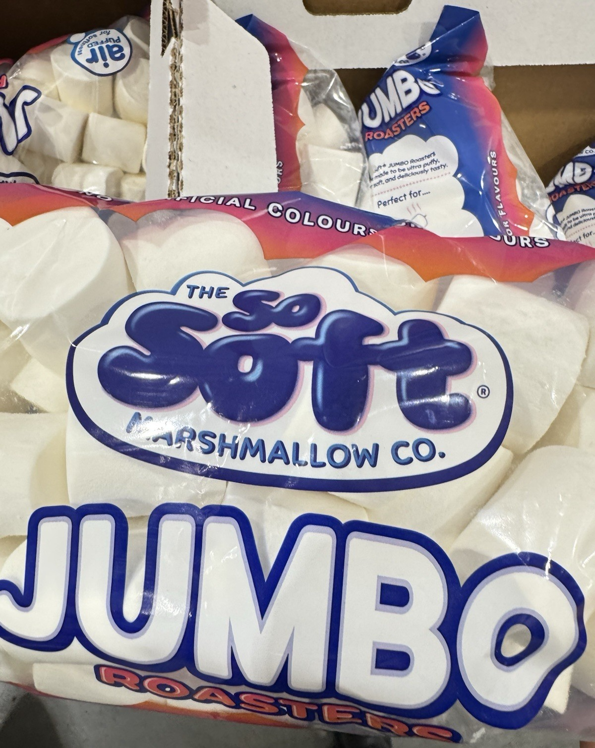 Pack of 2 X SO Soft Jumbo Roasters Marshmallows 800g for Roasting, Drink,Smores