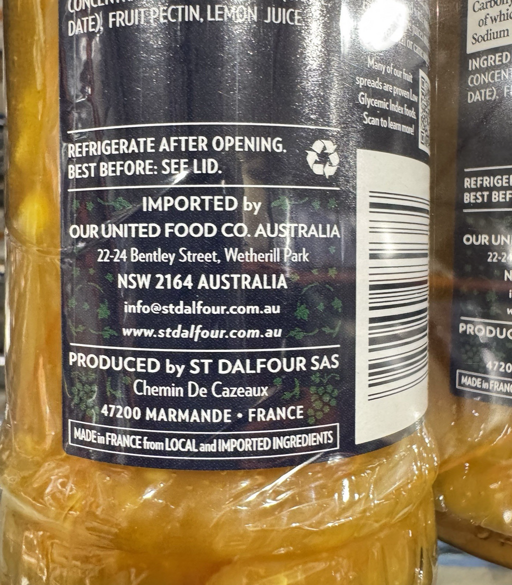 St Dalfour Orange Marmalade 100% Fruit Bread Spread No Cane Sugar Vegan 2 x 500g