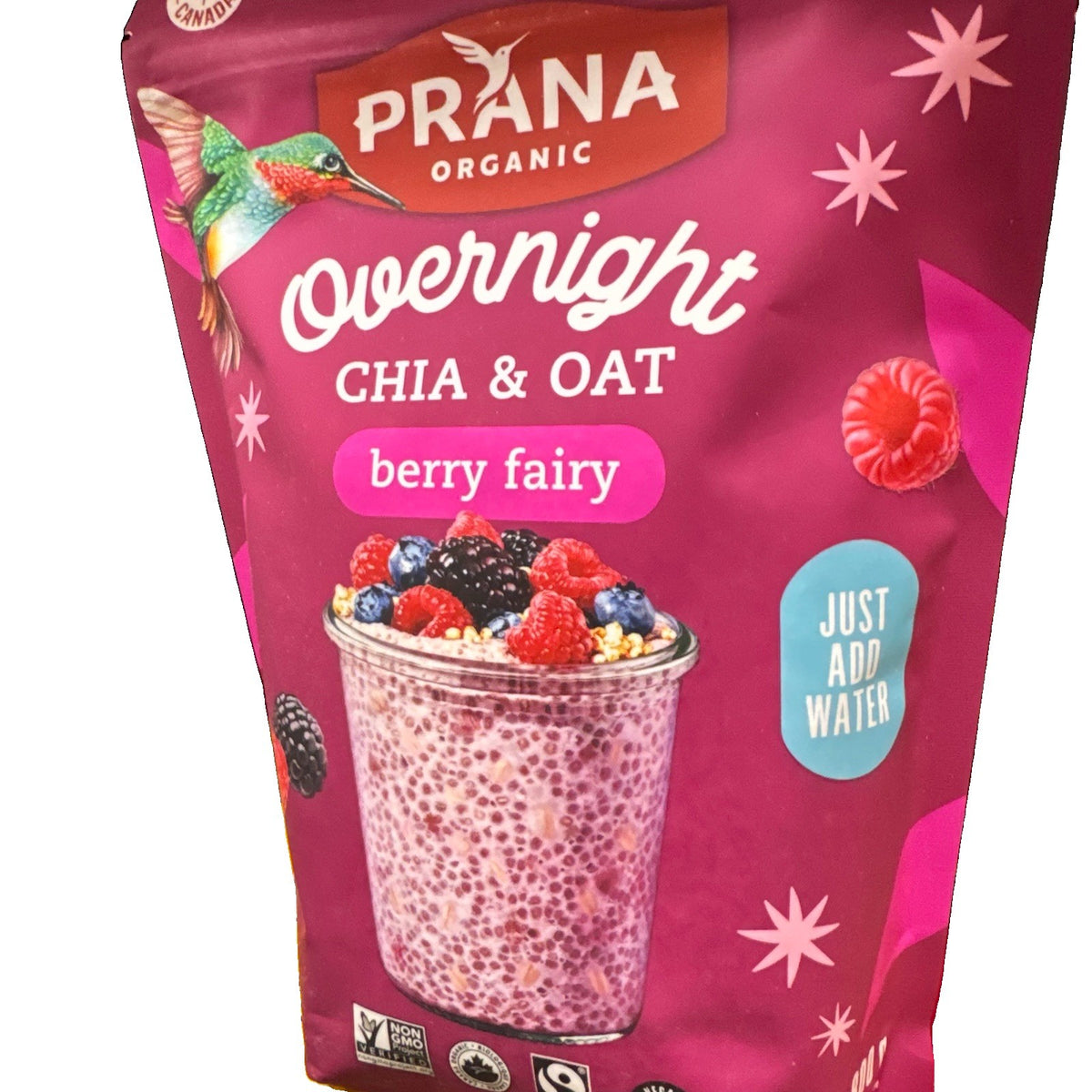 Prana Organic Overnight Chia & Oats Berry Fairy 800g Healthy Breakfast Vegan