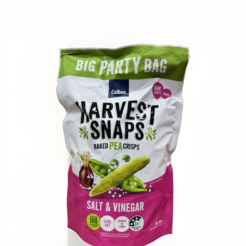 Calbee Harvest Snaps Salt & Vinegar Baked Pea Crisps Snack Chips 400g Big Pack