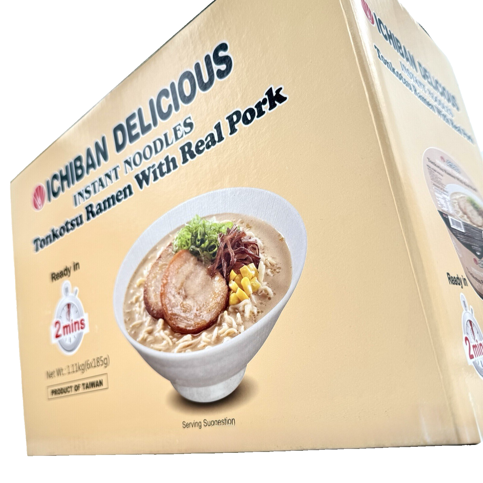 Ichiban Delicious Instant Bowl Noodles Tonkotsu Ramen with Real Pork 6x185g