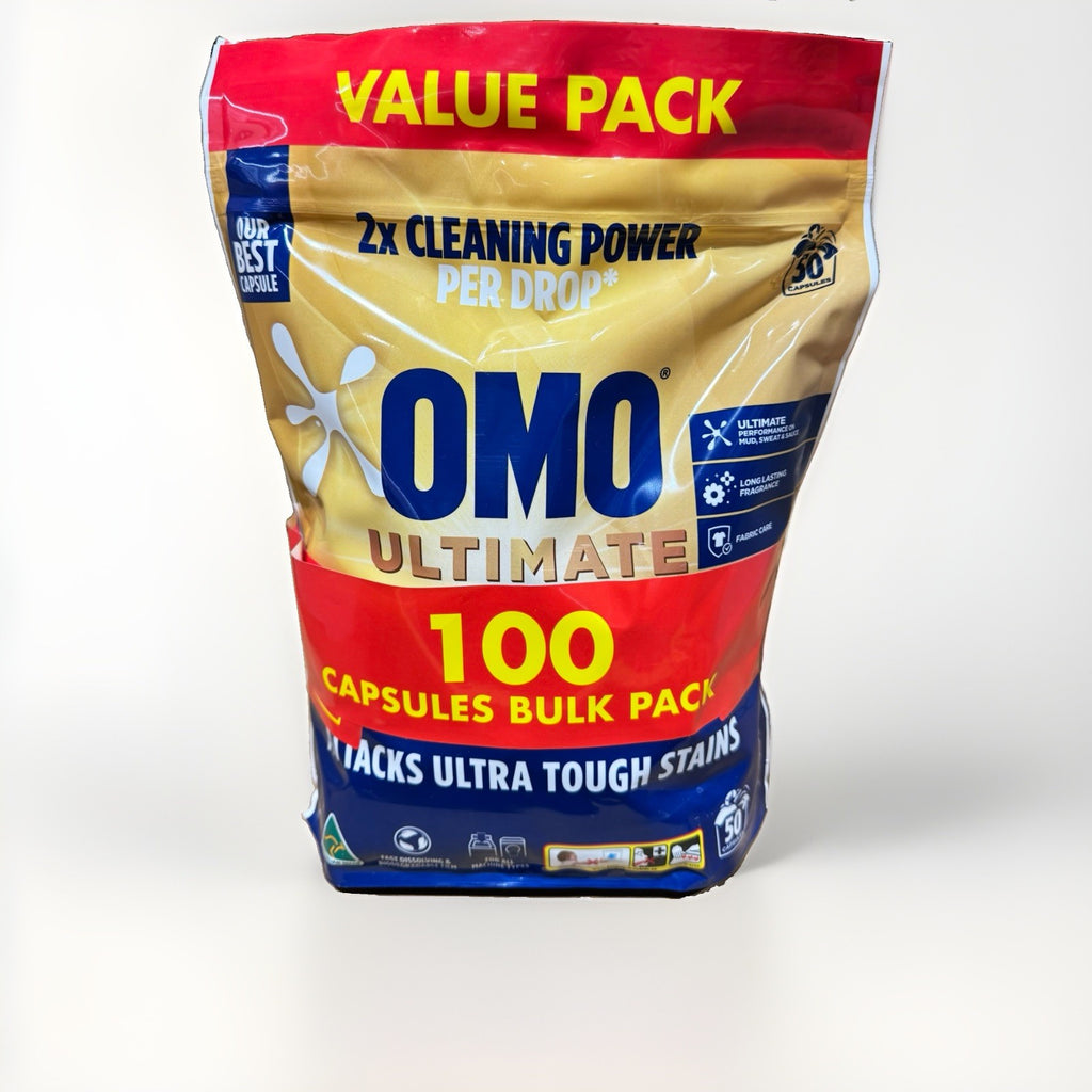 OMO Ultimate 3 in 1 Laundry Capsules 100 Count (2 x 50 Capsules) Cleaning Power