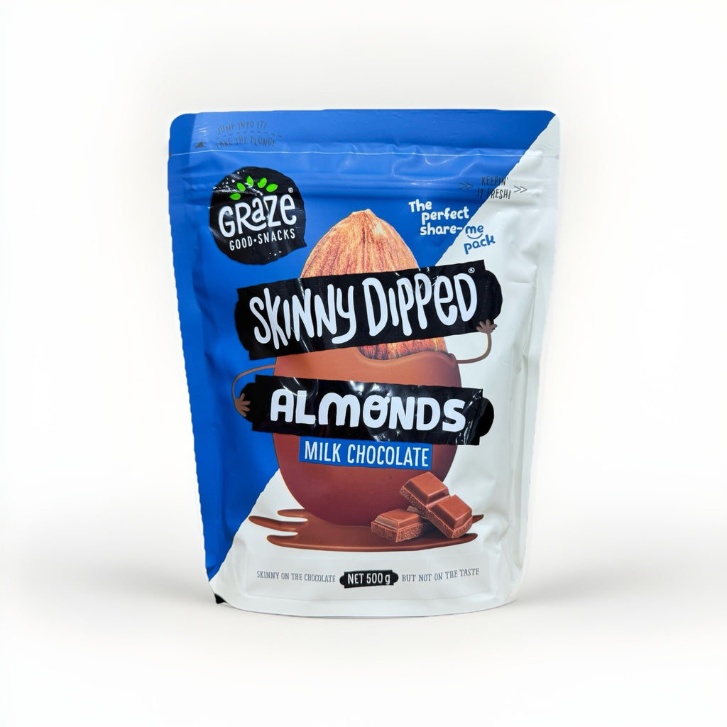*NEW* Graze Skinny Dipped Almonds Milk Chocolate 500g Good Snacks