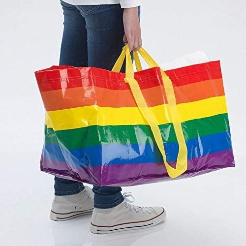 IKEA Bag  Large Rainbow Shopping Laundry Move Bag Fold Durable